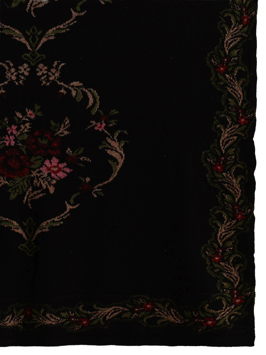 Libas Black Floral Knitted Acrylic Wrap Shawl