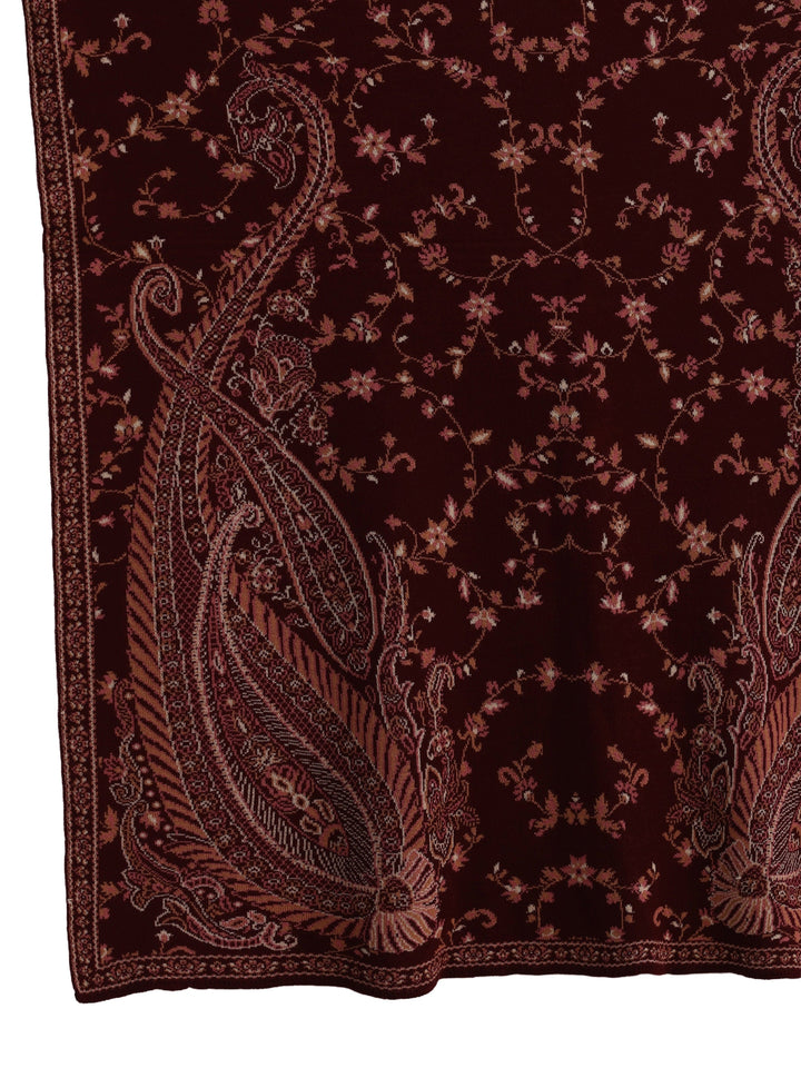Libas Maroon Paisley Knitted Acrylic Shawl