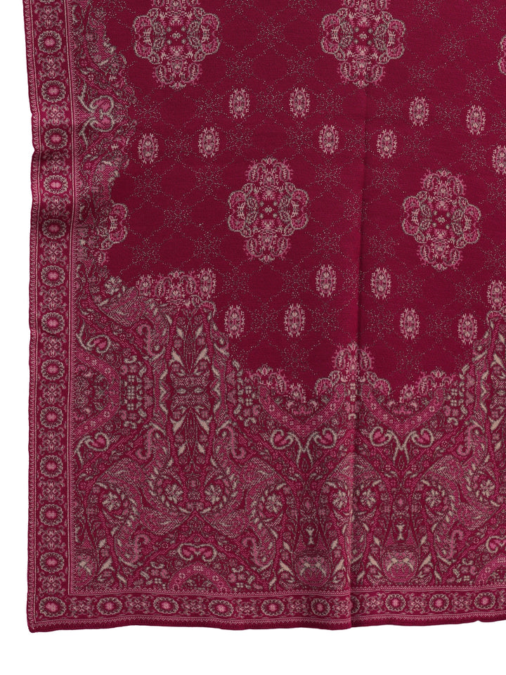 Libas Raspberry Pink Ethnic Knitted Acrylic Wrap Shawl