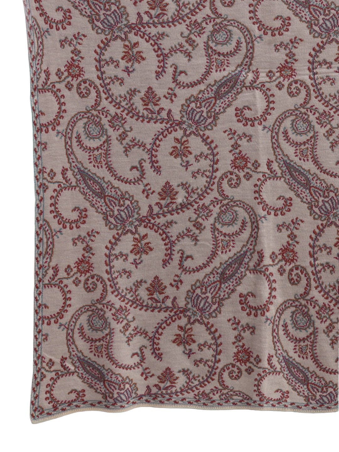 Libas Off White Paisley Knitted Acrylic Wrap Shawl