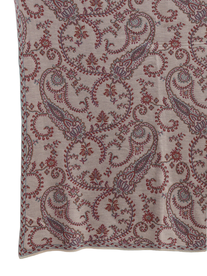 Libas Off White Paisley Knitted Acrylic Wrap Shawl