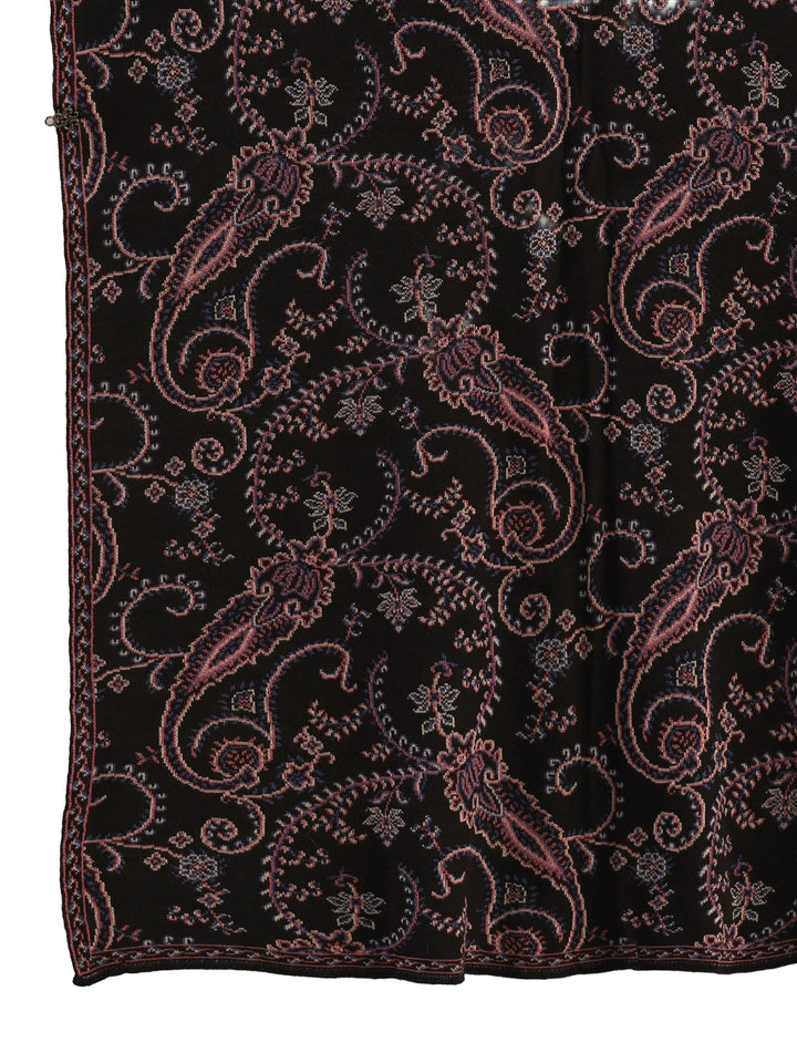Libas Black Paisley Knitted Acrylic Wrap Shawl