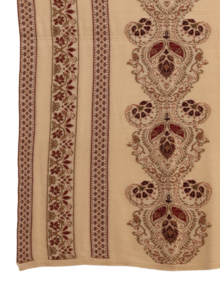 Libas Beige Ethnic Knitted Acrylic Wrap Shawl