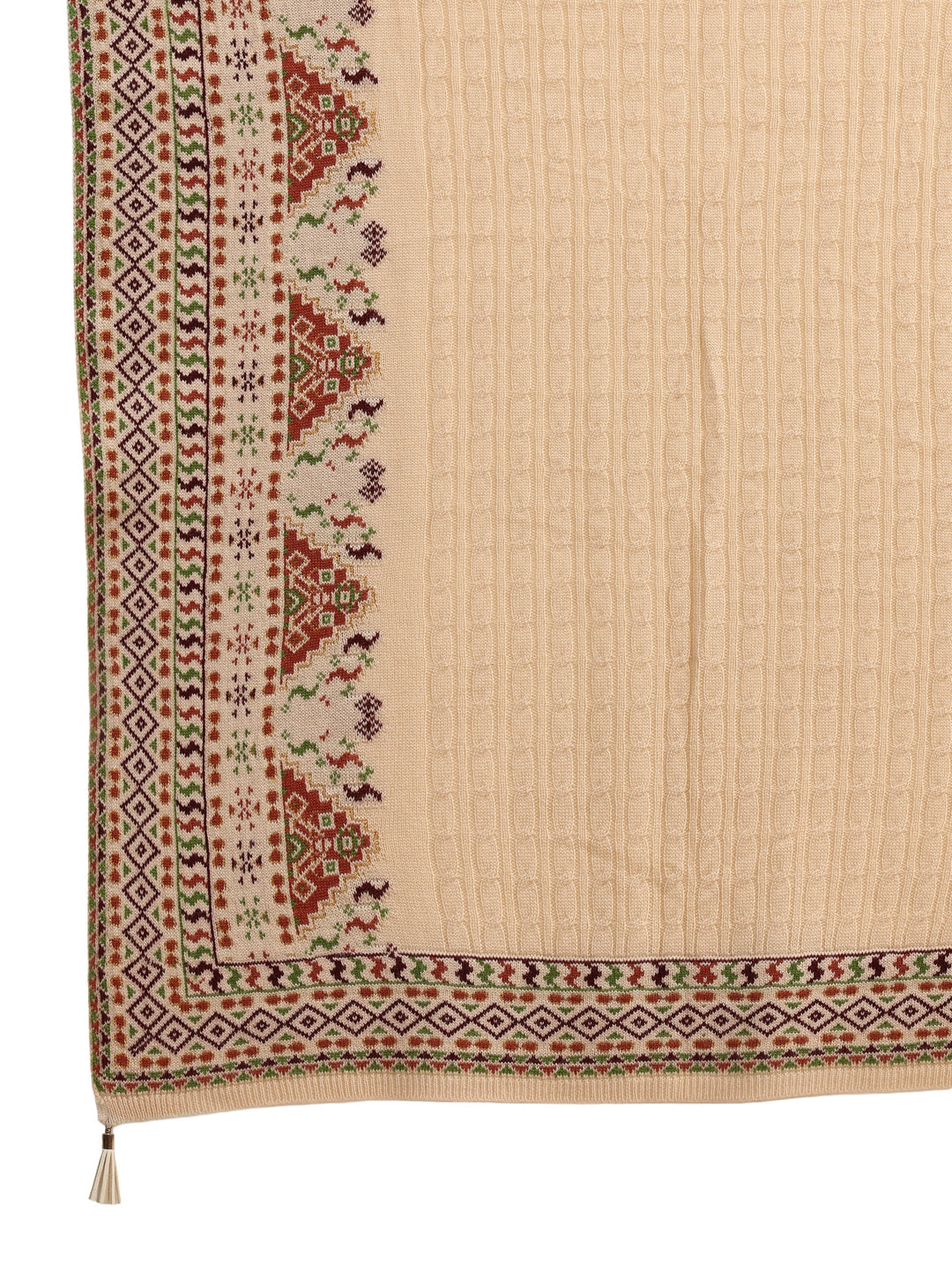 Libas Beige Cable Knit Acrylic Wrap Shawl