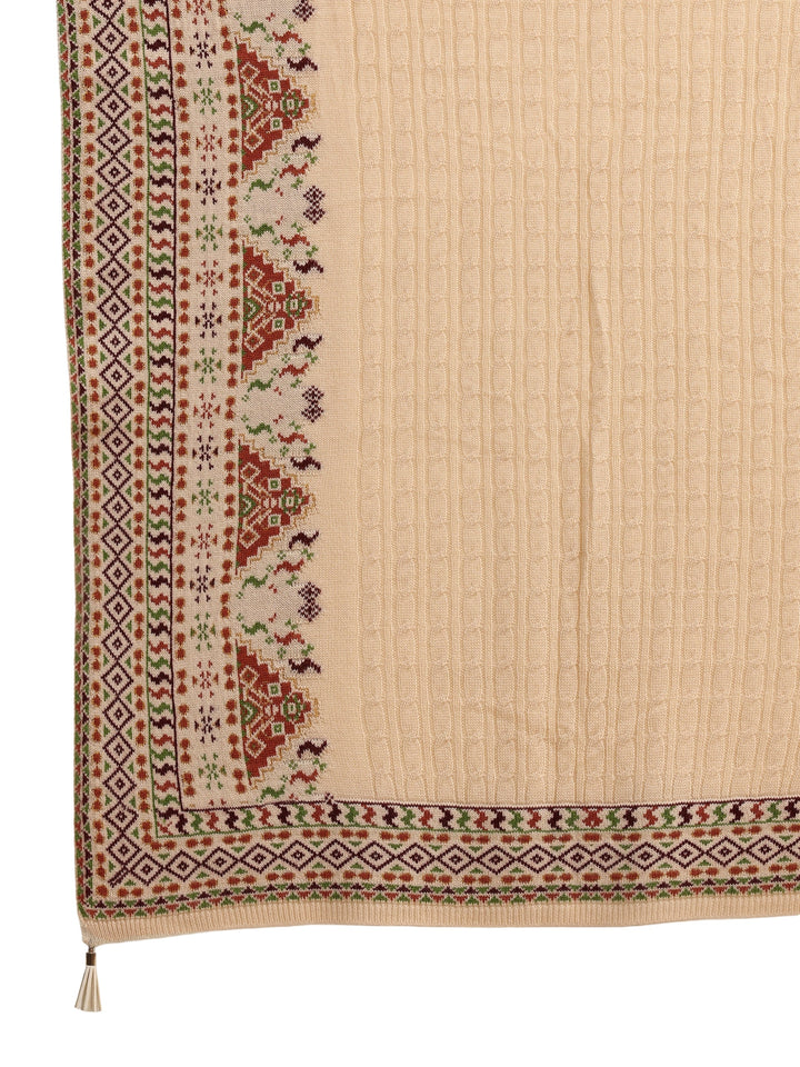 Libas Beige Cable Knit Acrylic Wrap Shawl