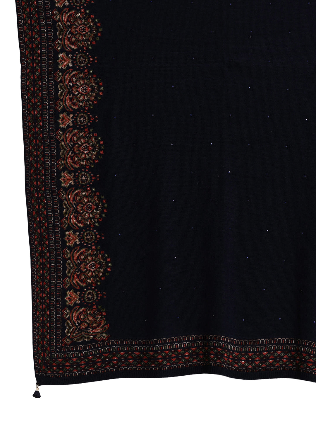 Libas Navy Blue Ethnic Knitted Acrylic Wrap Shawl