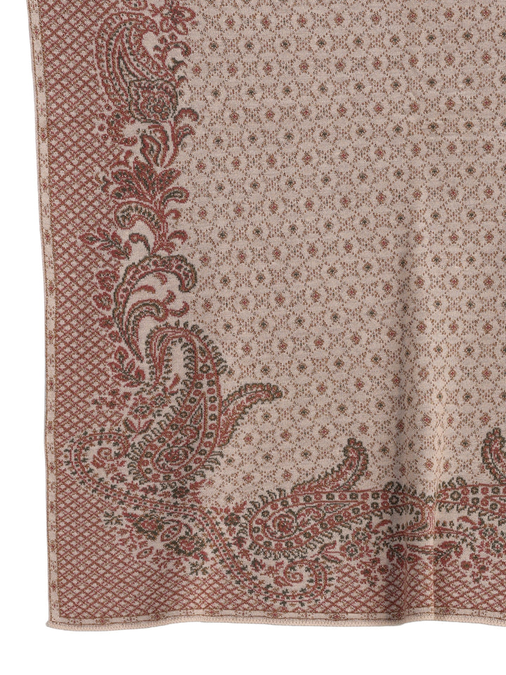 Libas Off White Paisley Knitted Acrylic Wrap Shawl