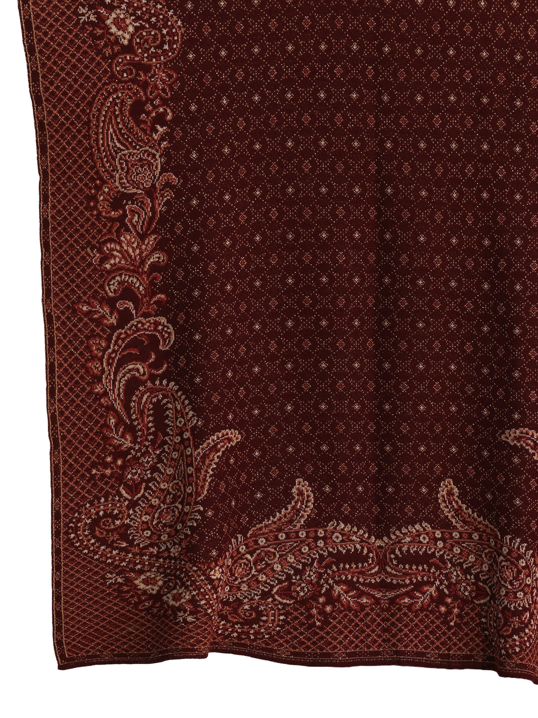 Libas Maroon Paisley Knitted Acrylic Wrap Shawl