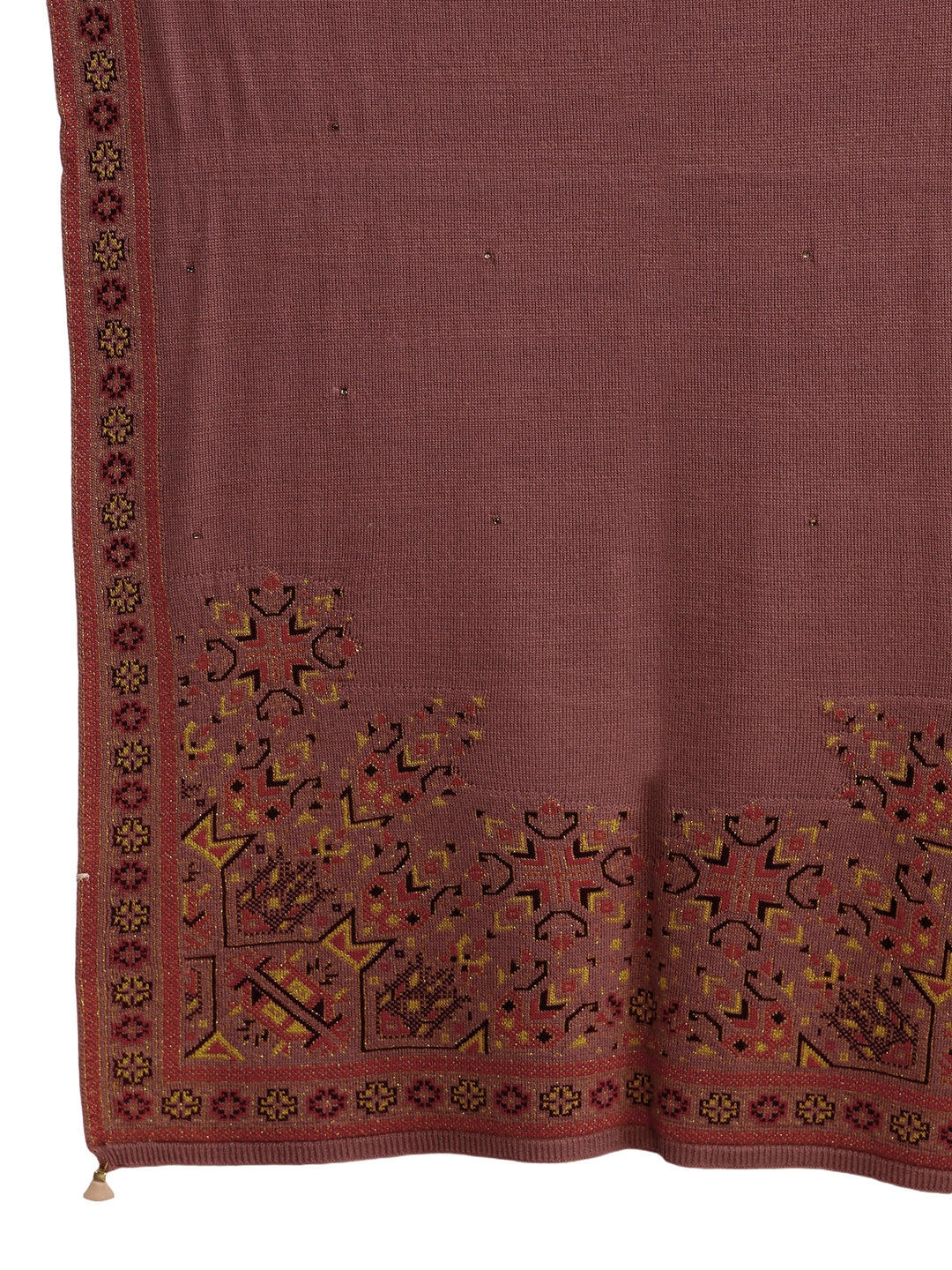Libas Mauve Geometric Knitted Acrylic Wrap Shawl