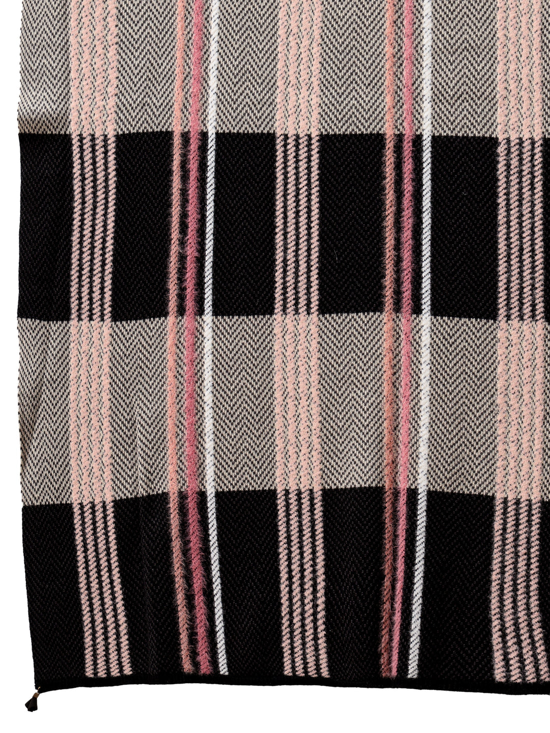 Libas Black Striped Knitted Acrylic Wrap Shawl