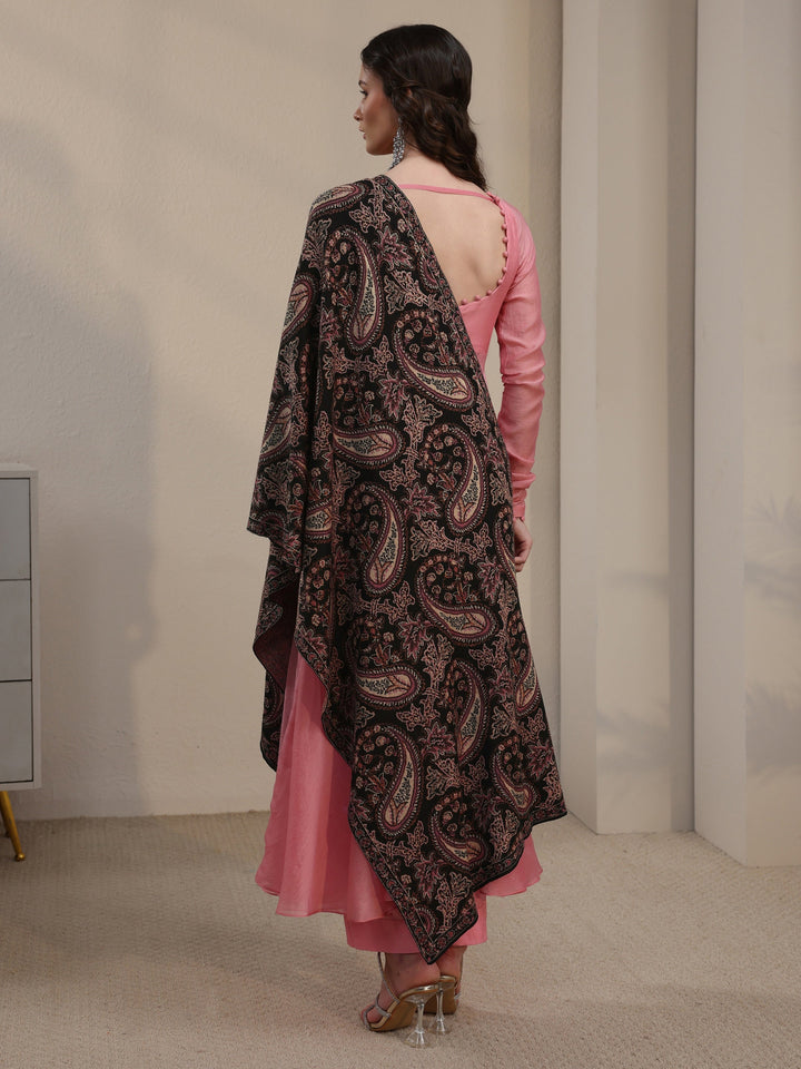 Libas Black Paisley Knitted Acrylic Shawl