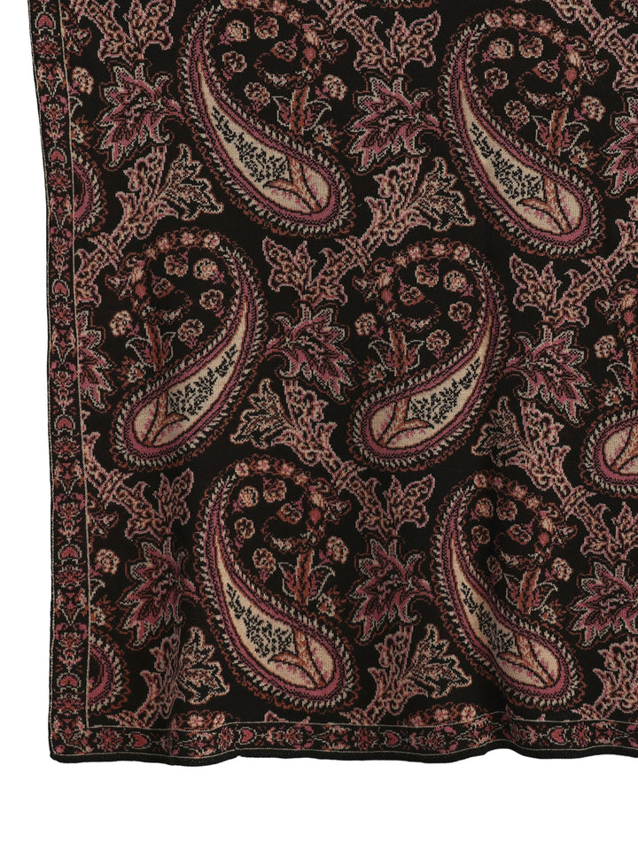 Libas Black Paisley Knitted Acrylic Shawl