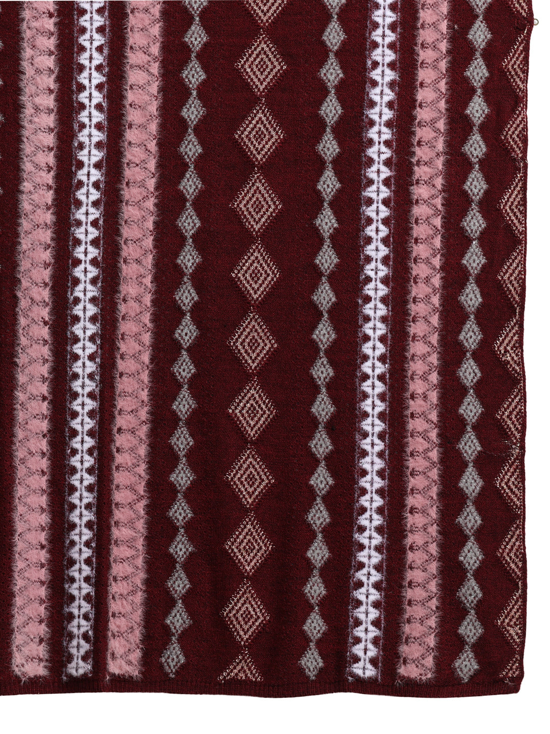 Libas Maroon Ethnic Knitted Acrylic Wrap Shawl