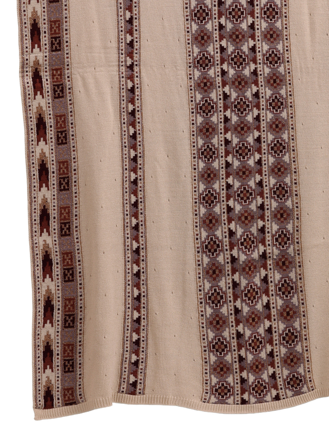 Libas Beige Geometric Knitted Acrylic Wrap Shawl