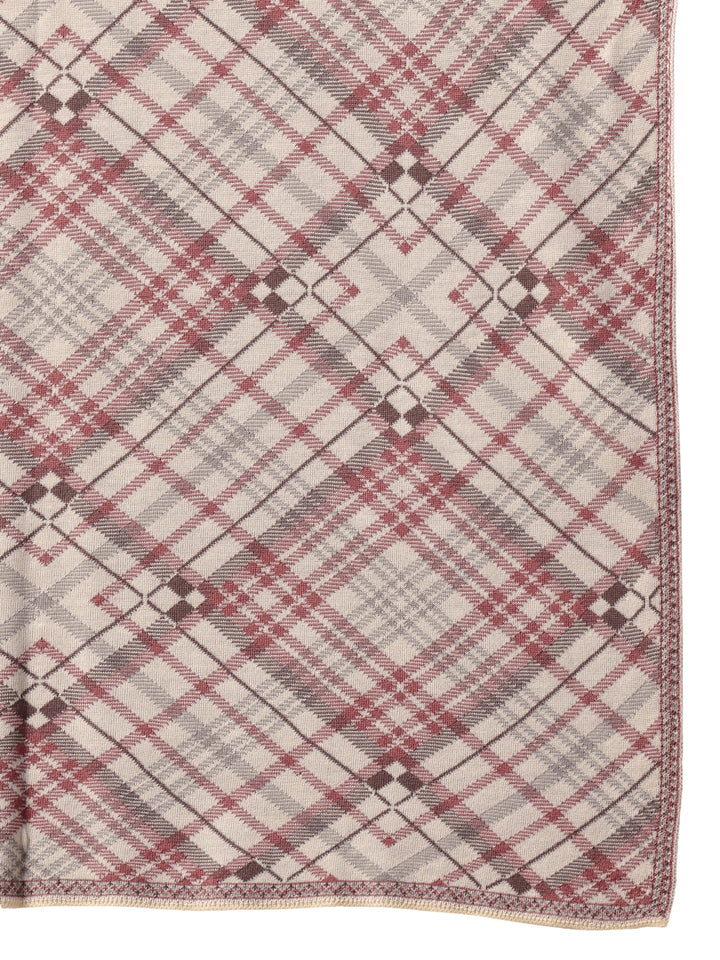 Libas Off White Checked Knitted Acrylic Shawl