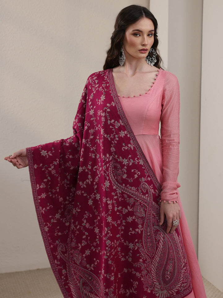 Libas Raspberry Pink Paisley Knitted Acrylic Shawl