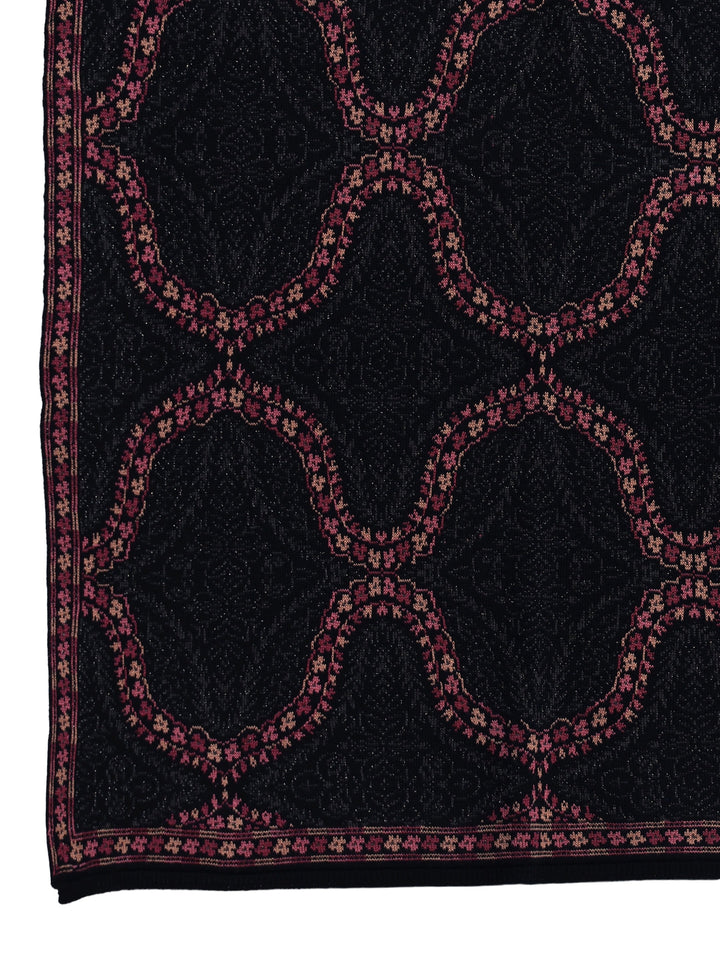 Libas Navy Blue Ethnic Knitted Acrylic Wrap Shawl