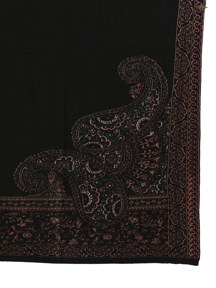 Libas Black Paisley Knitted Acrylic Wrap Shawl