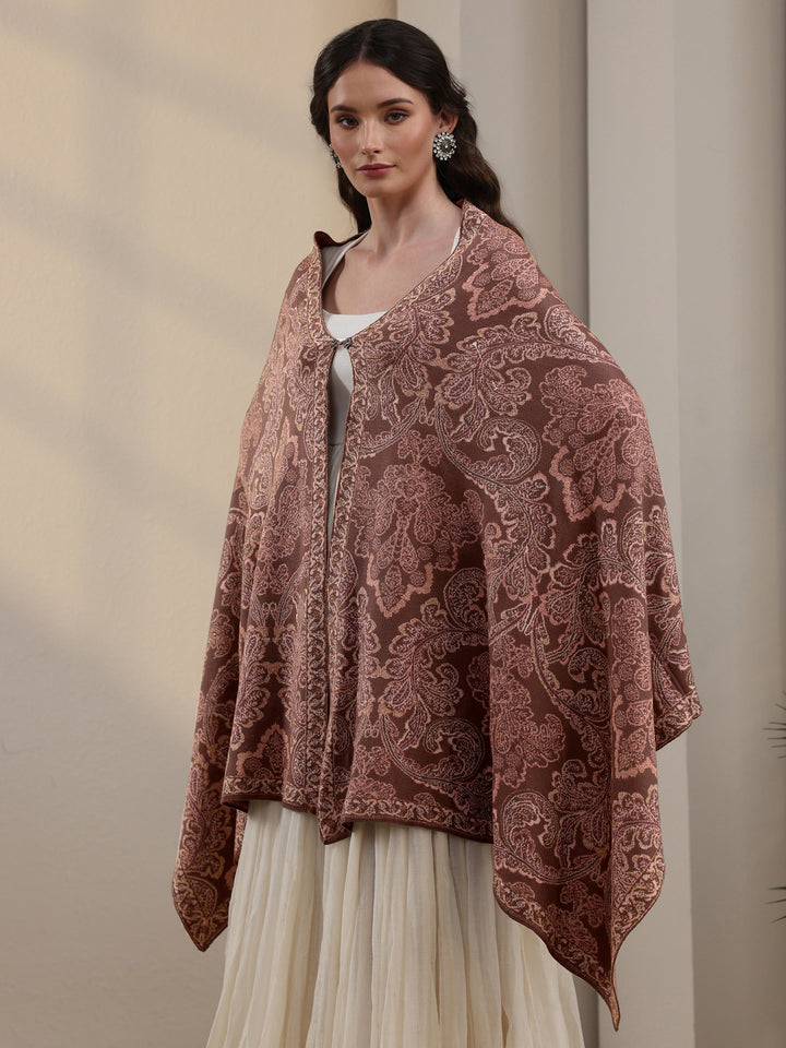 Libas Mauve Floral Knitted Acrylic Wrap Shawl