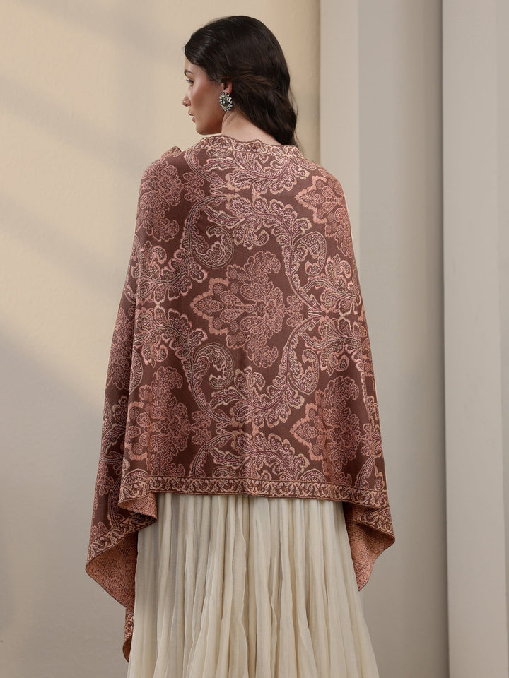Libas Mauve Floral Knitted Acrylic Wrap Shawl