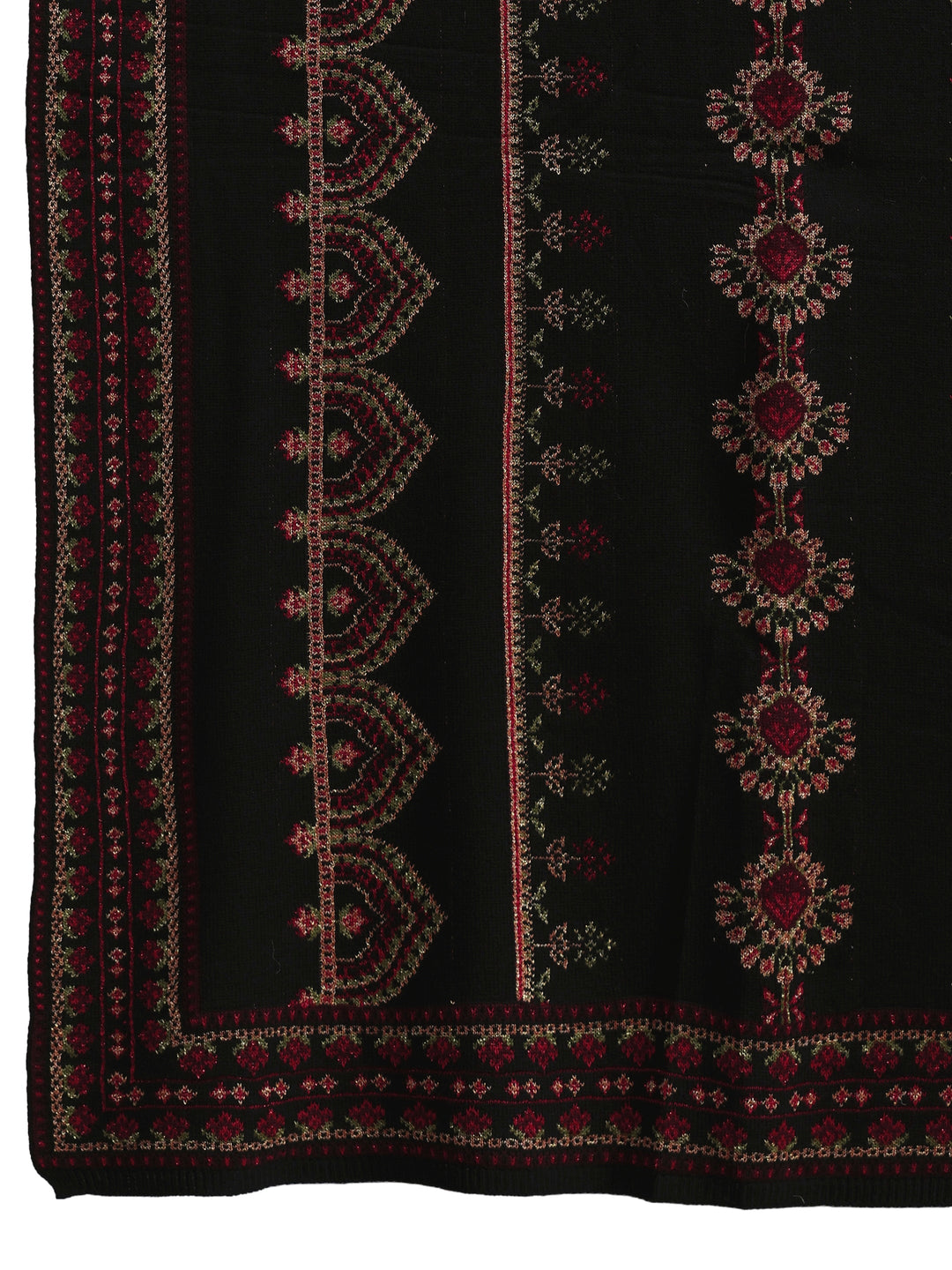 Libas Black Ethnic Knitted Acrylic Wrap Shawl