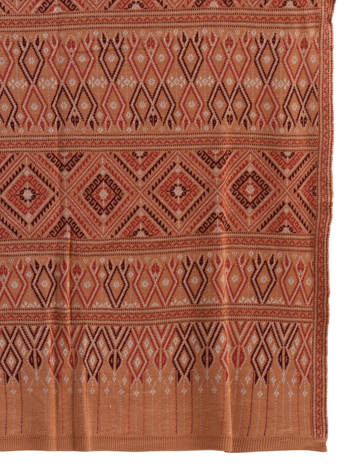 Libas Rust Geometric Knitted Acrylic Shawl