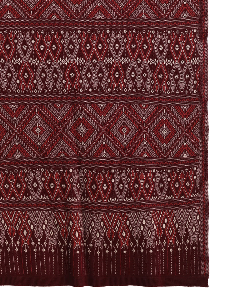 Libas Maroon Geometric Knitted Acrylic Shawl