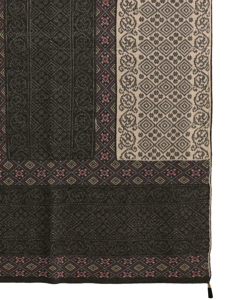Libas Grey Geometric Knitted Acrylic Wrap Shawl