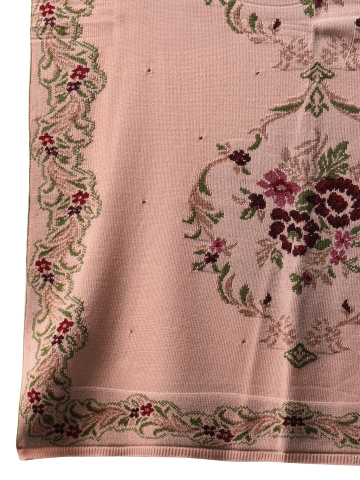 Libas Beige Floral Knitted Acrylic Wrap Shawl