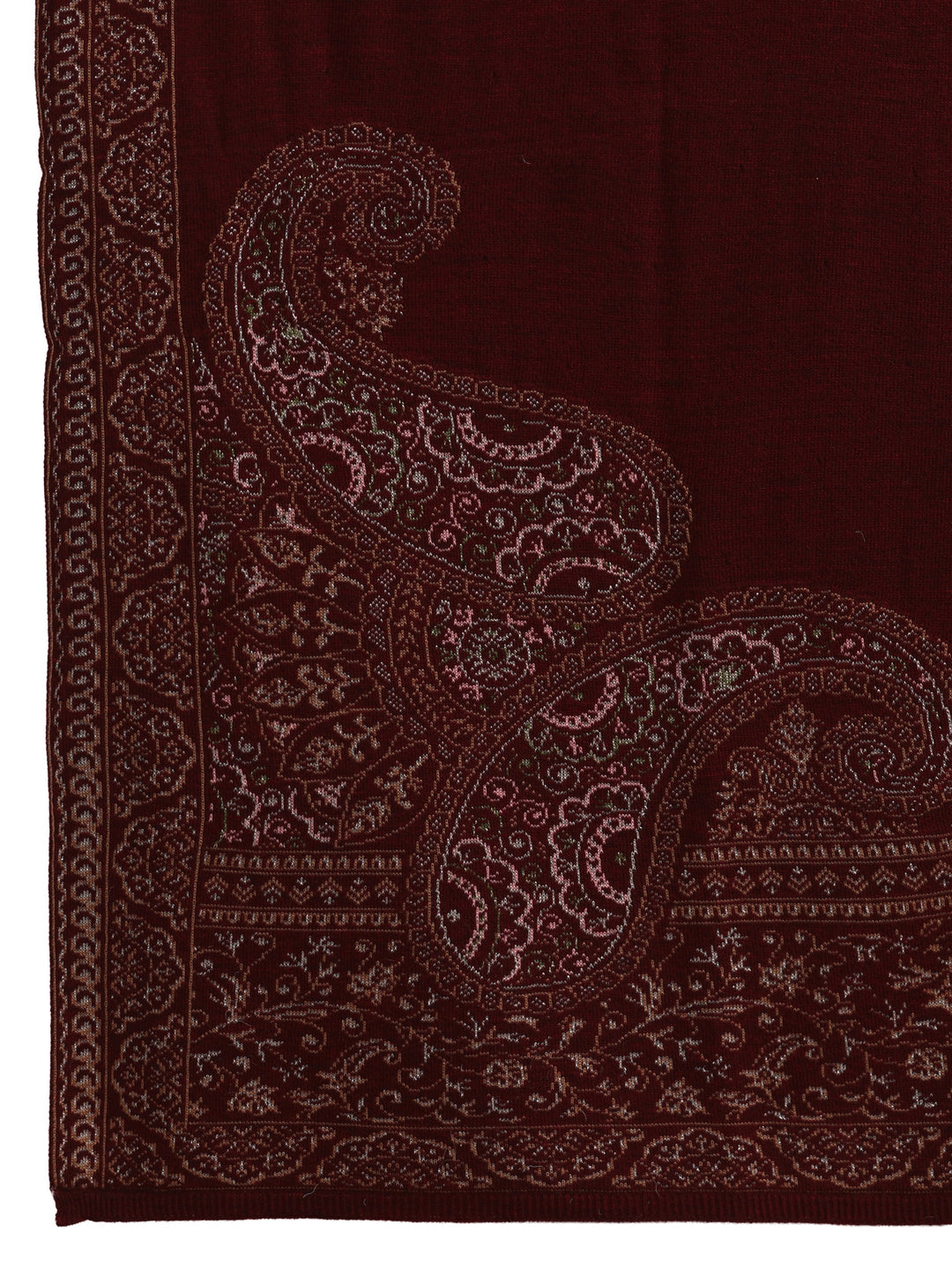 Libas Maroon Paisley Knitted Acrylic Wrap Shawl