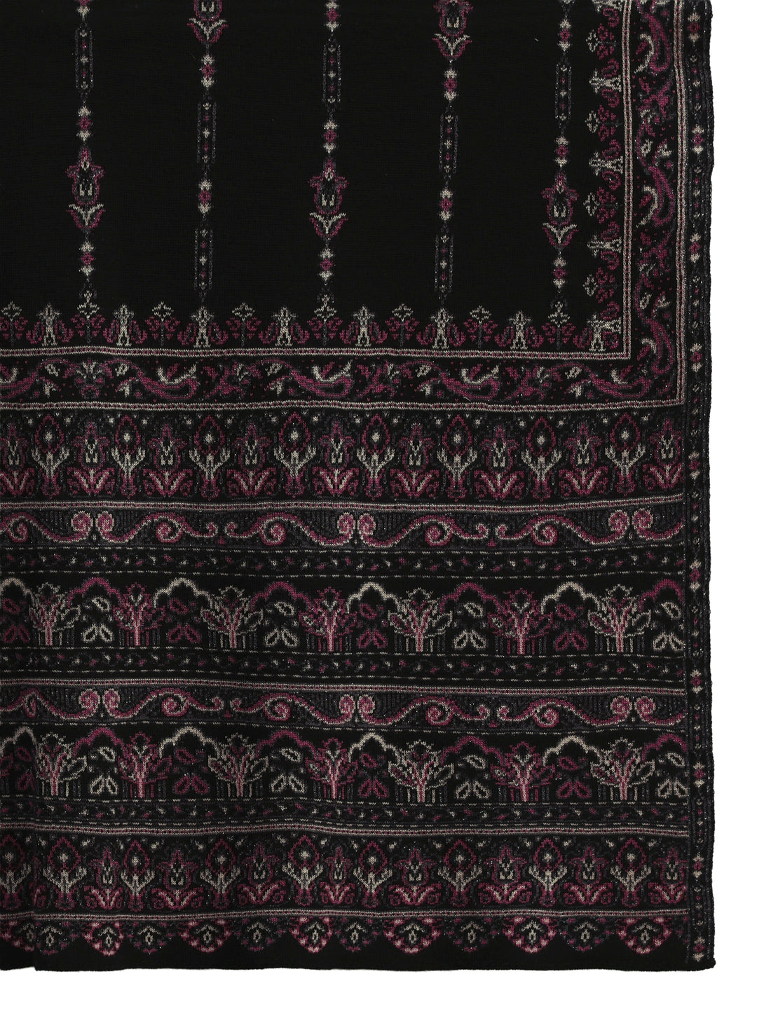 Libas Black Ethnic Knitted Acrylic Shawl