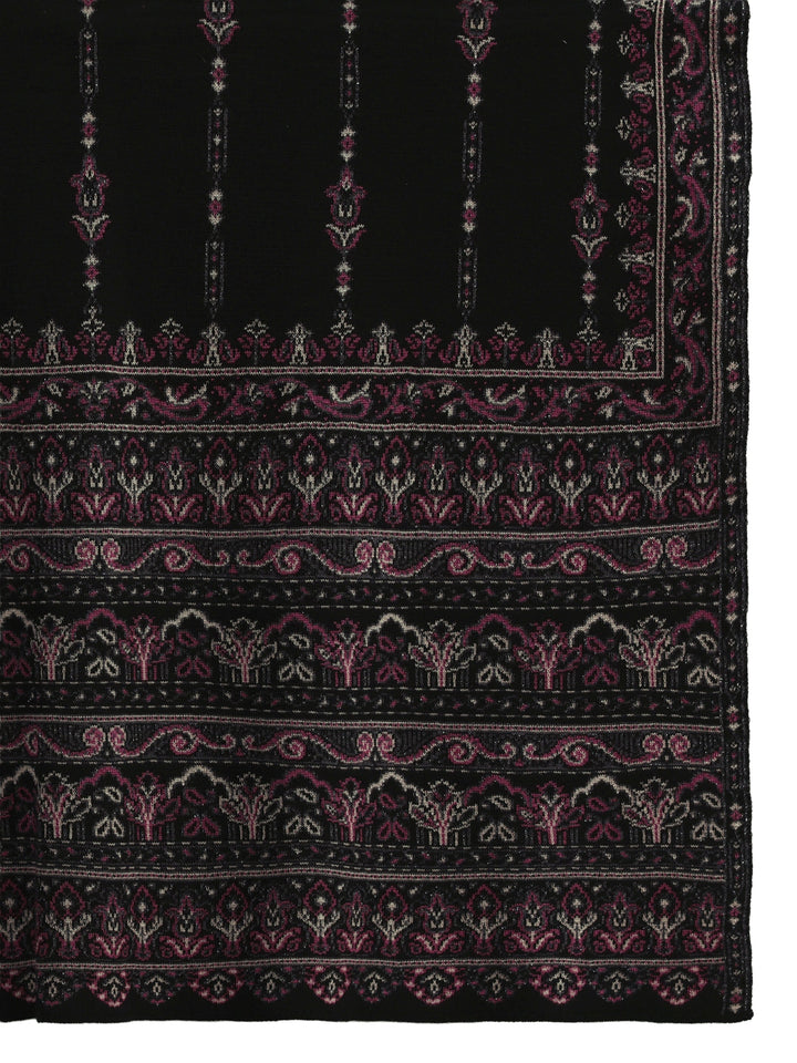 Libas Black Ethnic Knitted Acrylic Shawl
