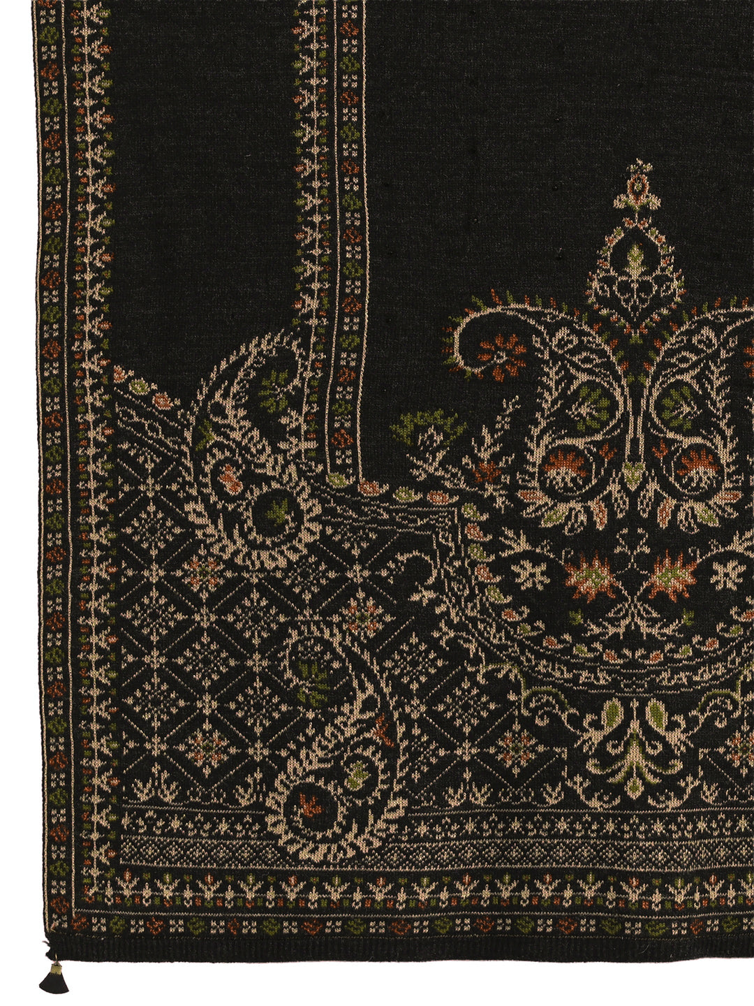 Libas Black Ethnic Knitted Acrylic Wrap Shawl