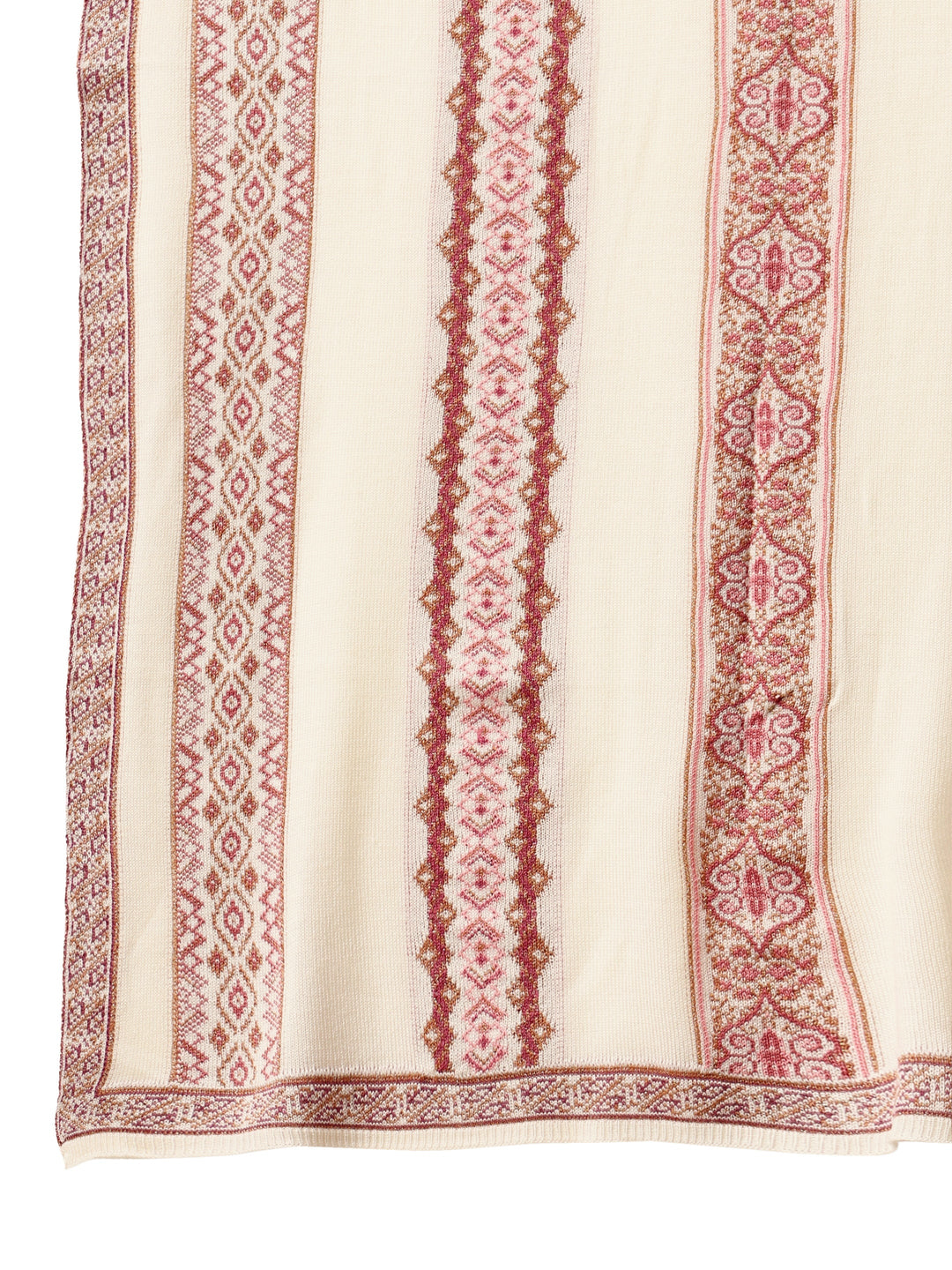 Libas White Ethnic Knitted Acrylic Wrap Shawl