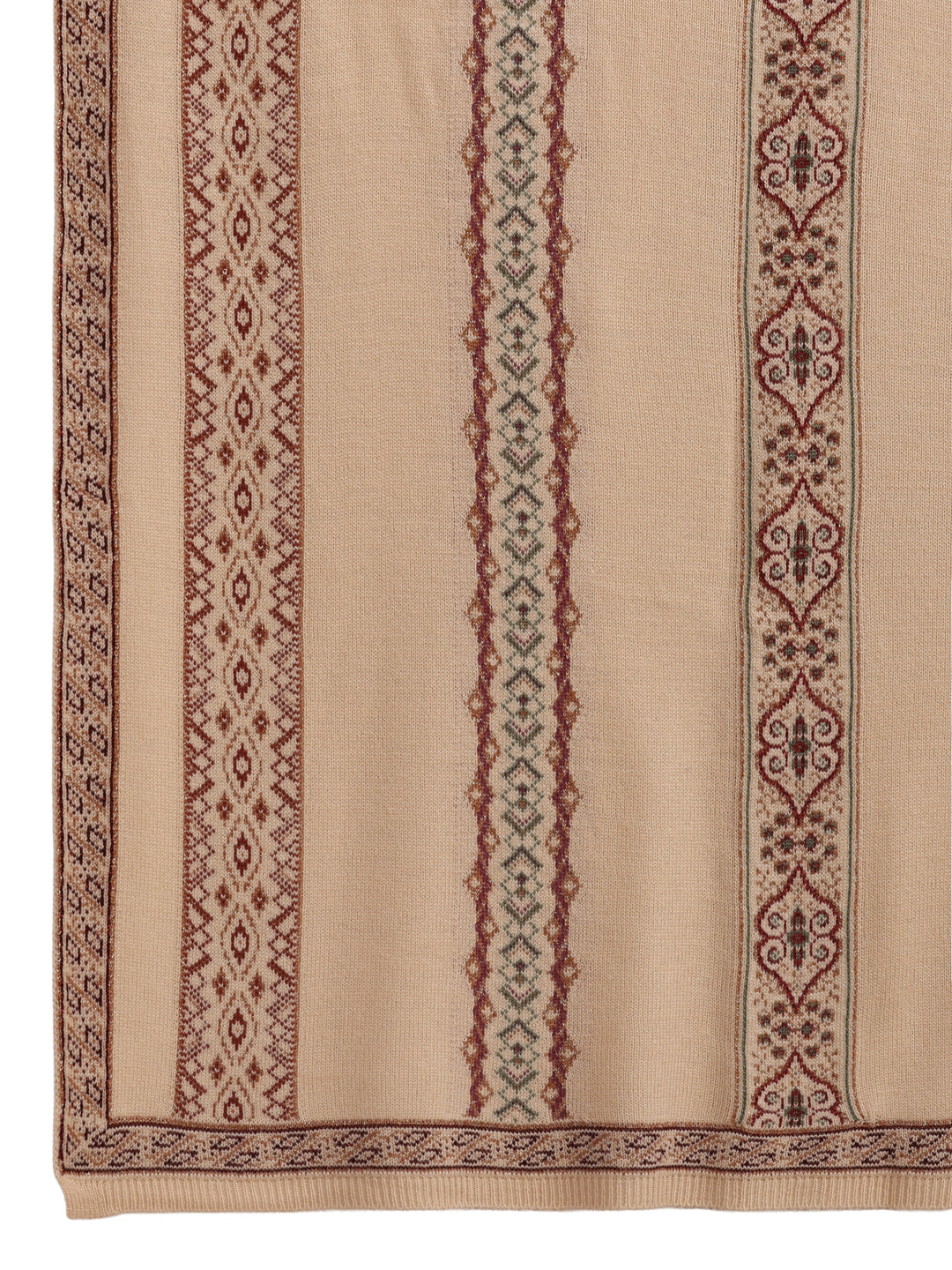 Libas Beige Ethnic Knitted Acrylic Wrap Shawl
