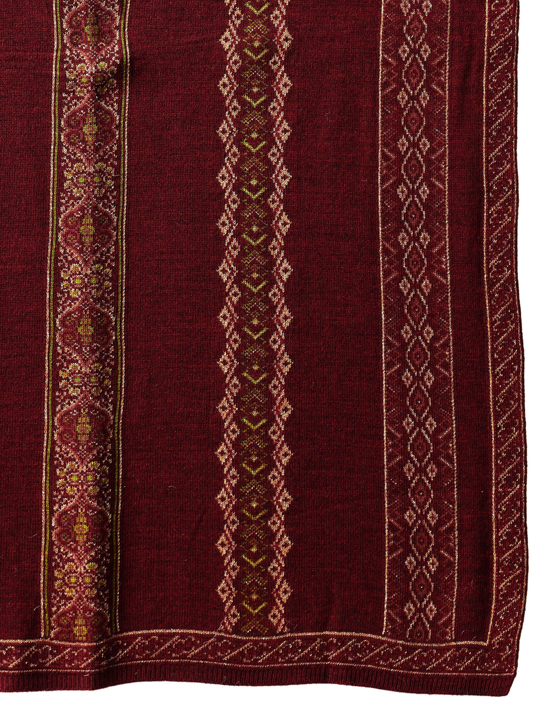 Libas Maroon Ethnic Knitted Acrylic Wrap Shawl
