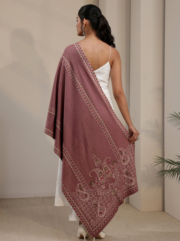 Libas Mauve Paisley Knitted Acrylic Shawl