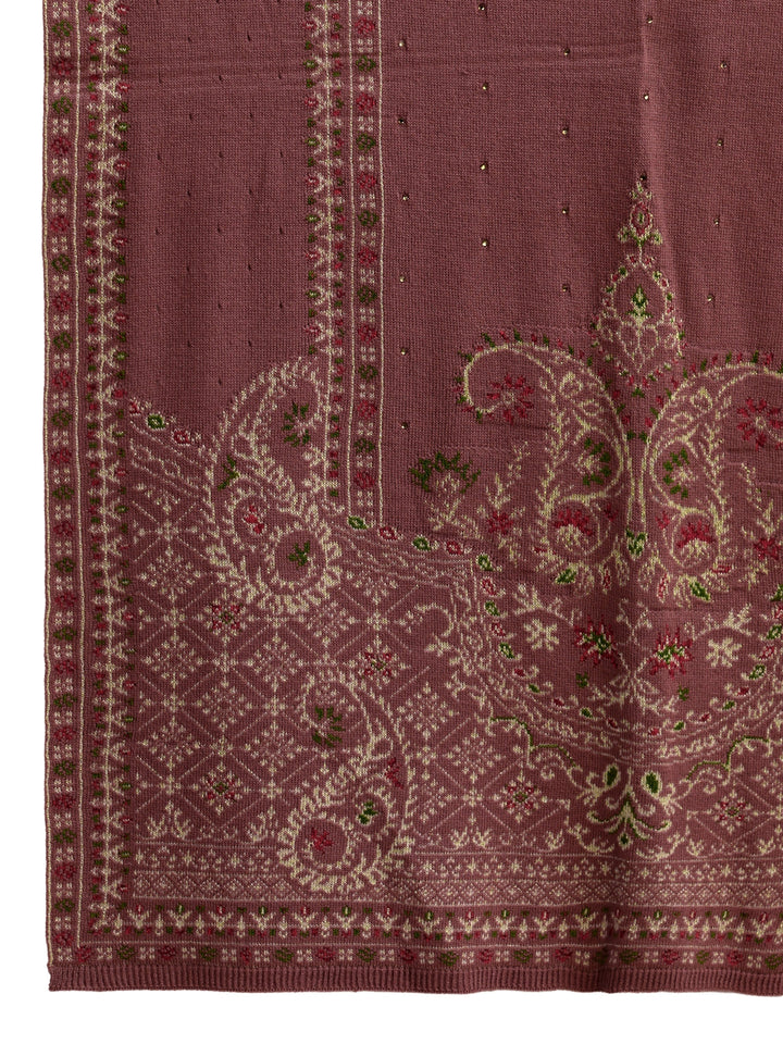 Libas Mauve Paisley Knitted Acrylic Shawl