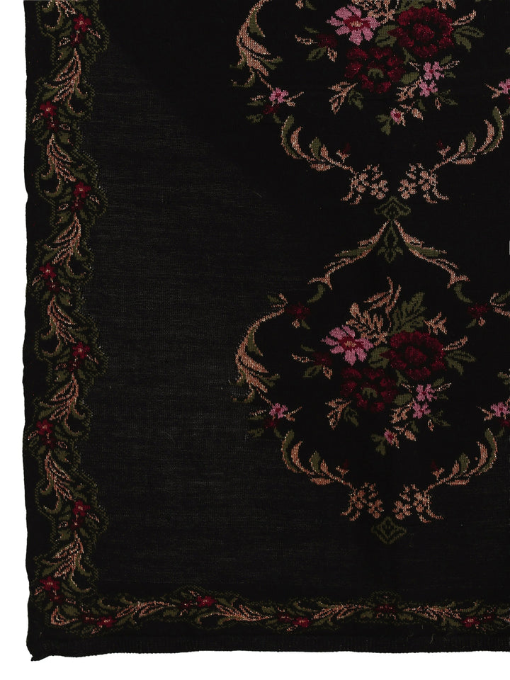 Libas Black Ethnic Knitted Acrylic Wrap Shawl