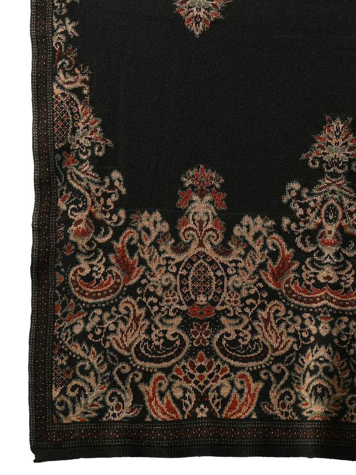 Libas Black Knitted Knitted Acrylic Shawl