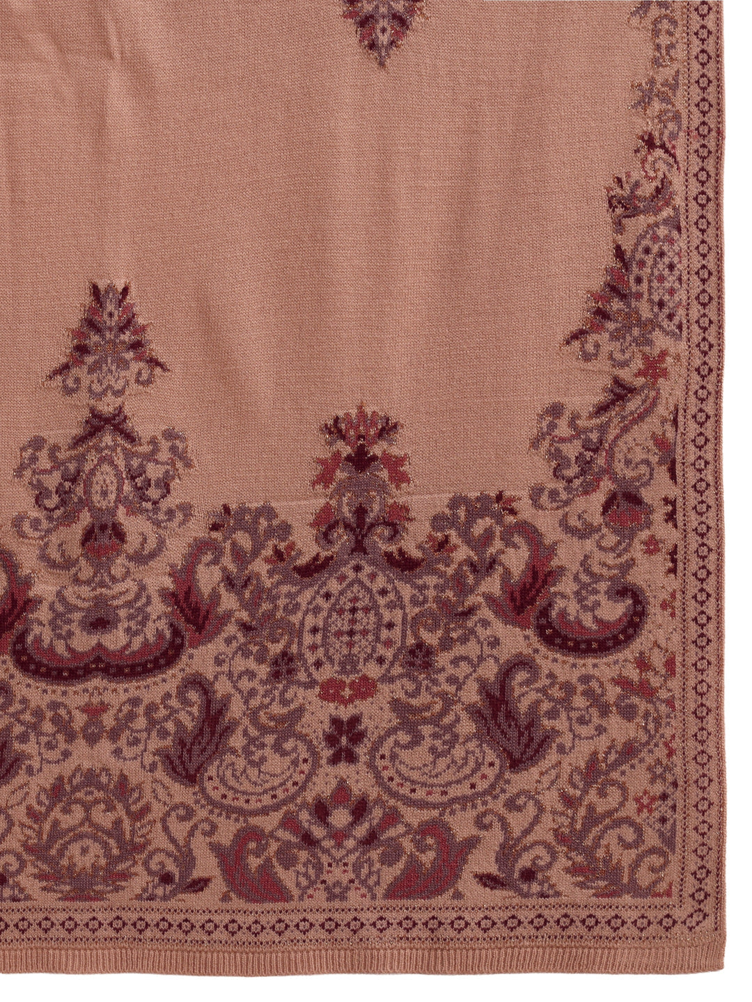 Libas Beige Ethnic Knitted Acrylic Shawl
