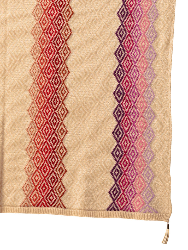Libas Beige Geometric Knitted Acrylic Wrap Shawl
