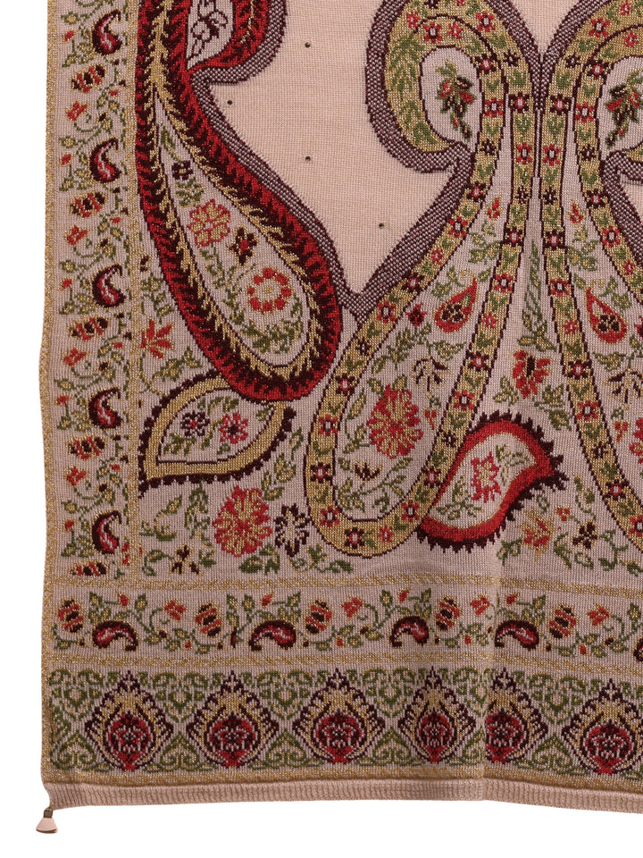 Libas Beige Paisley Knitted Acrylic Wrap Shawl