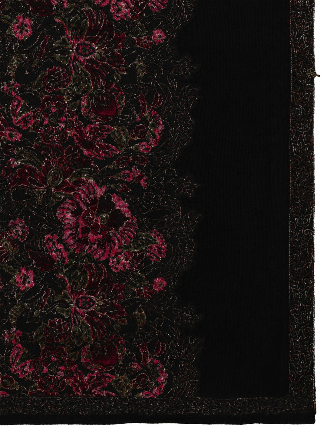 Libas Black Floral Knitted Acrylic Wrap Shawl
