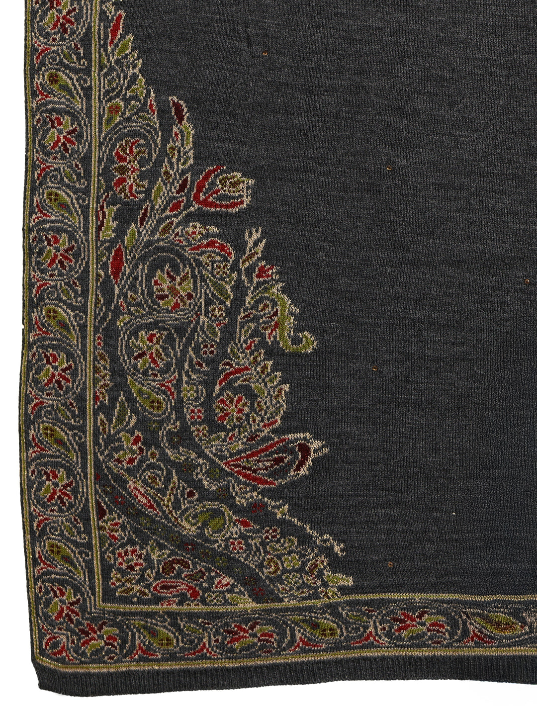 Libas Dark Grey Floral Knitted Acrylic Wrap Shawl