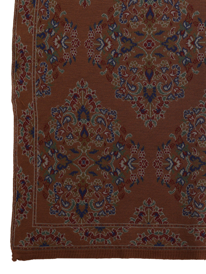 Libas Rust Brown Ethnic Knitted Acrylic Shawl
