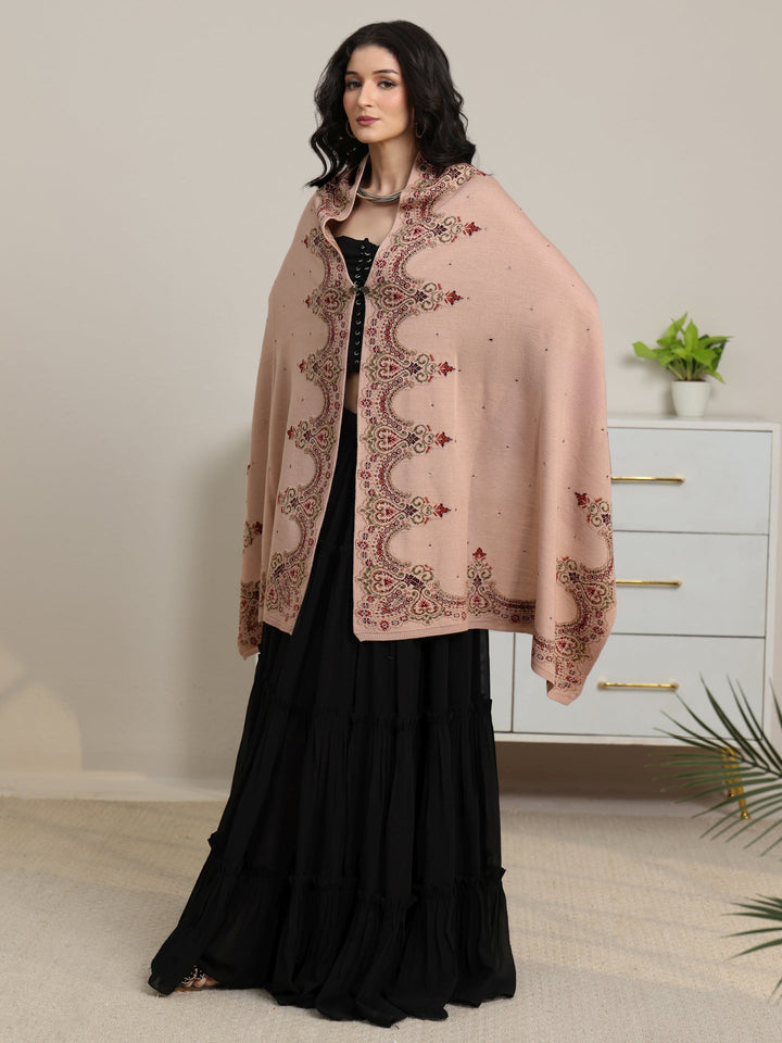 Libas Beige Knitted Acrylic Wrap Shawl