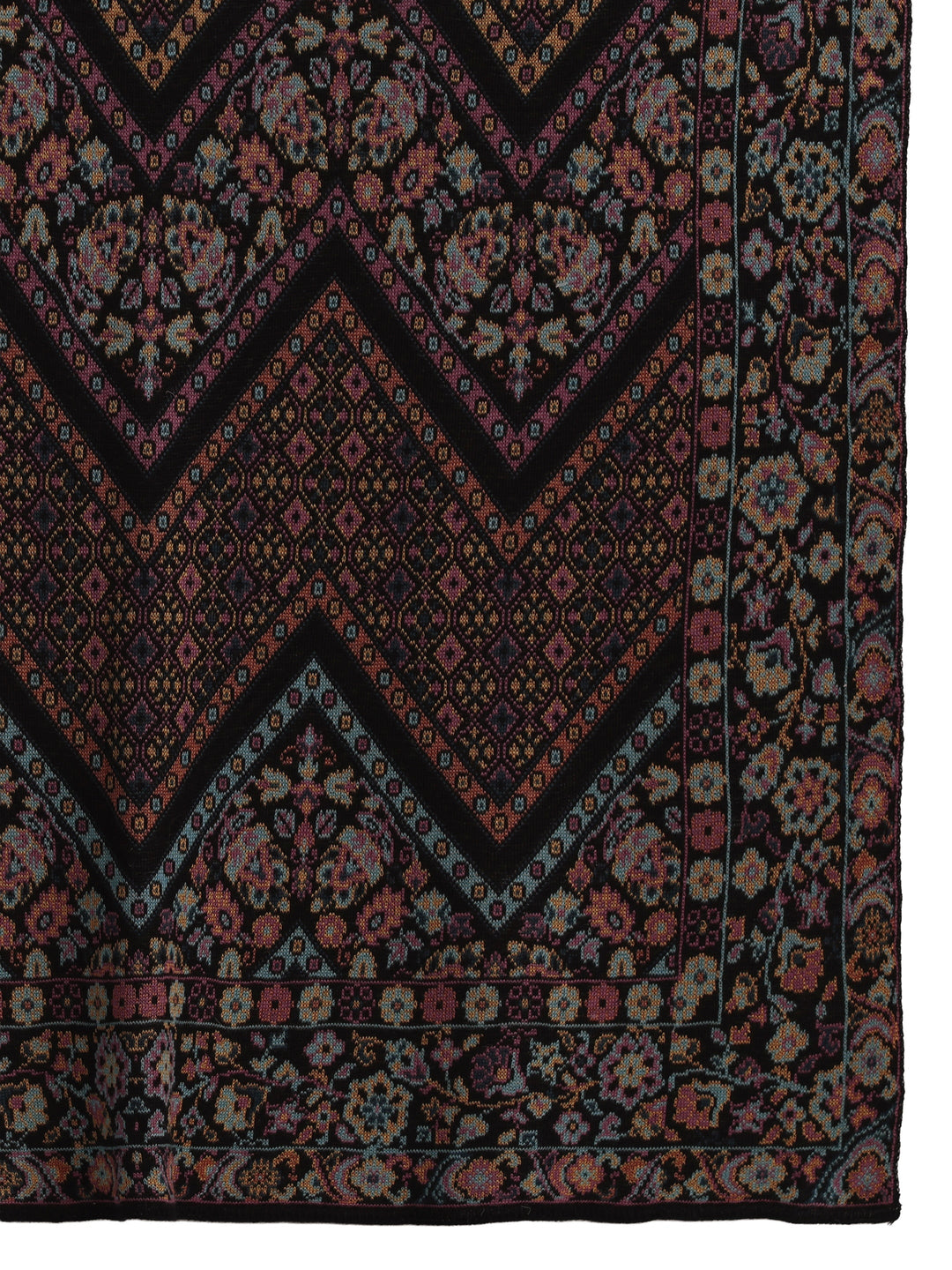 Libas Black Ethnic Knitted Acrylic Wrap Shawl