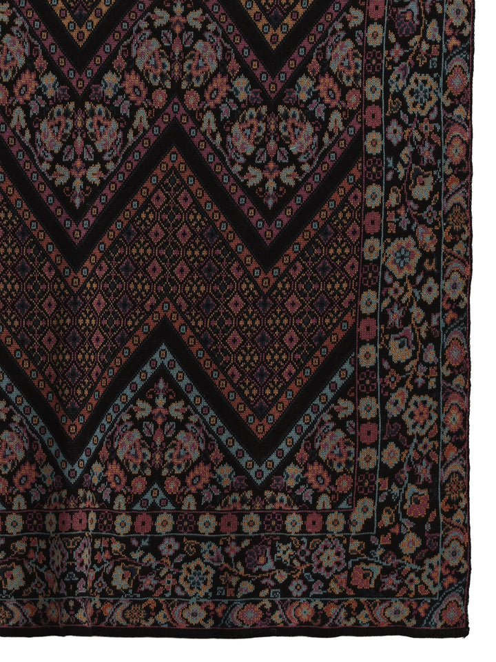 Libas Black Ethnic Knitted Acrylic Wrap Shawl