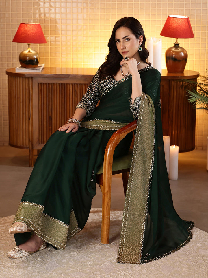 Libas Sacramento Green Embellished Chiffon Saree